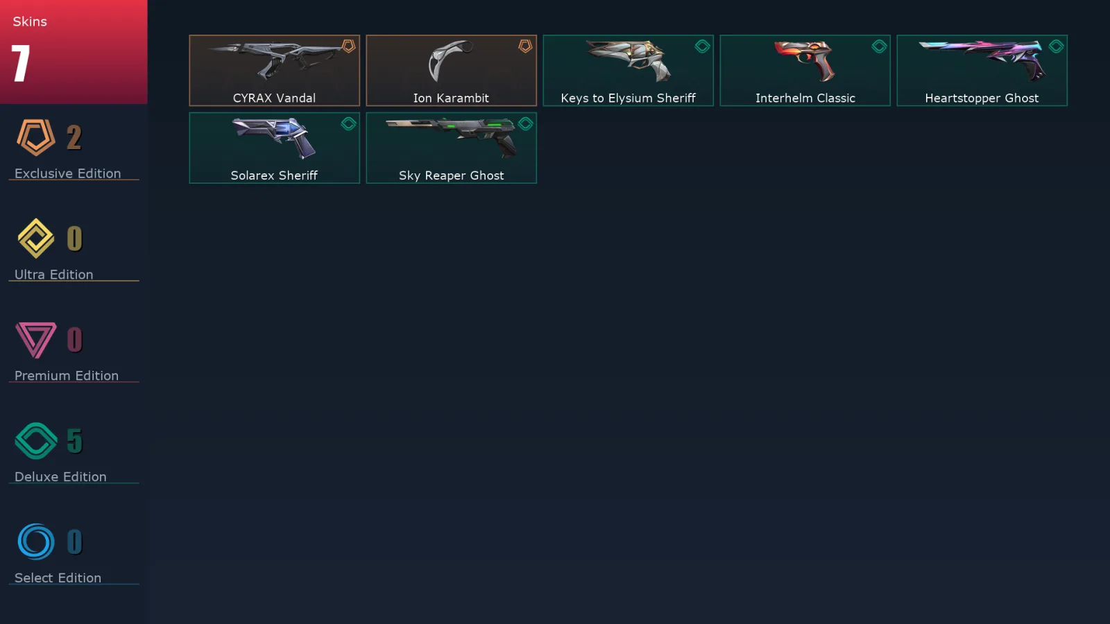 [Valorant] | EU | Level 1 | Immortal 1 | 29 Agents | 7 Skins