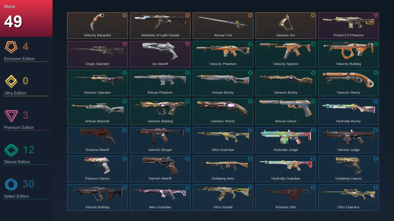 AP | Lv163 | Unranked | 49 Skin | 24 Agent | 79 Buddy — Valorant account