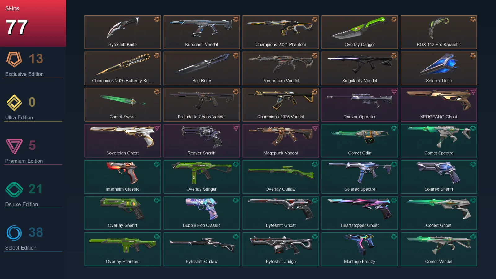 BR | Lv279 | Unranked | 77 Skin | 29 Agent | 119 Buddy