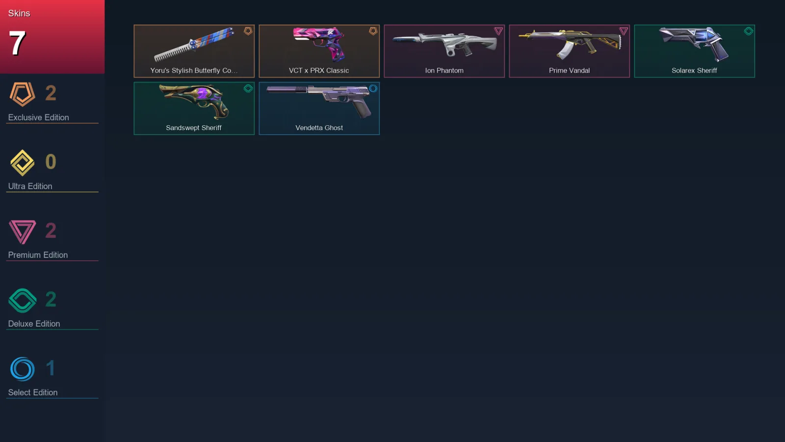 AP | Lv100 | Unranked | 7 Skin | 27 Agent | 49 Buddy