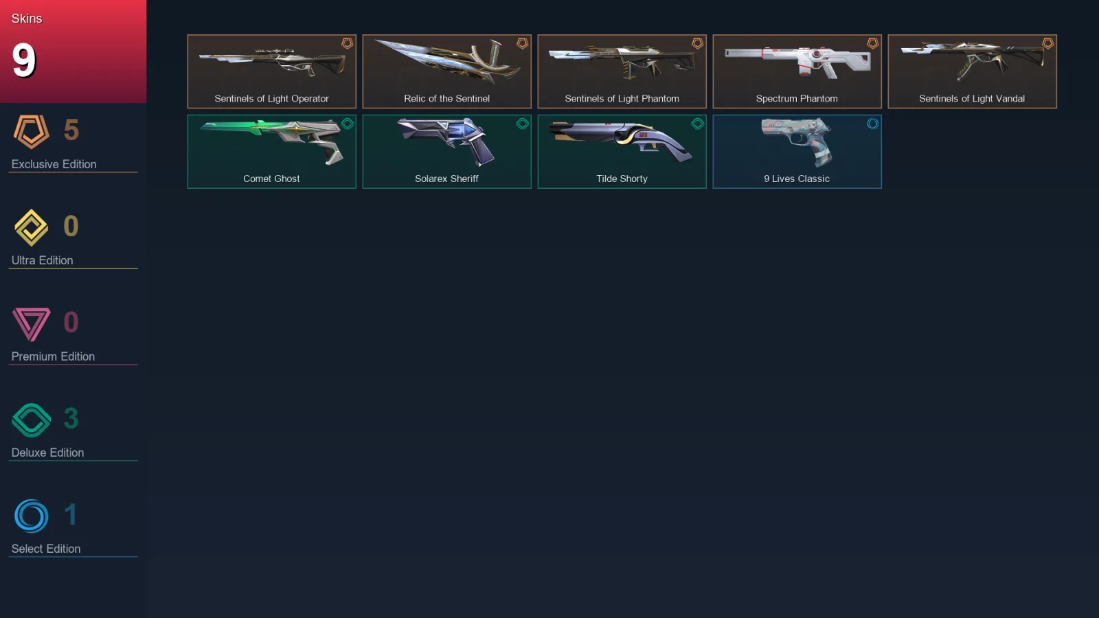 LA | Lv149 | Unranked | 9 Skin | 25 Agent | 75 Buddy — Sentinels Of Light Vandal
