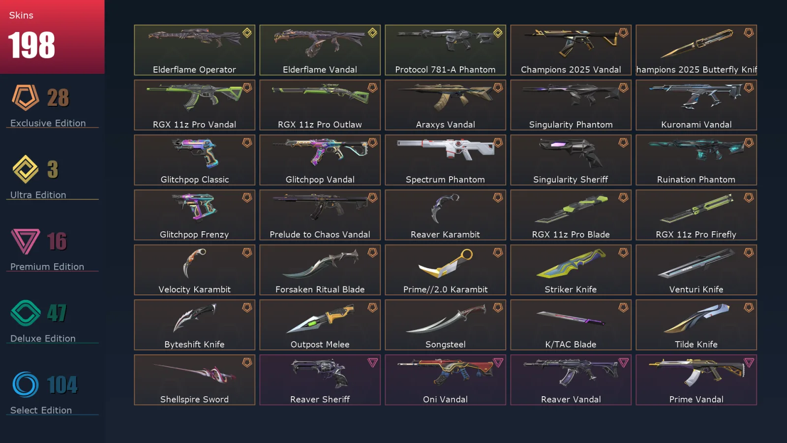 [Valorant] | EU | Level 320 | 27 Agents | 198 Skins