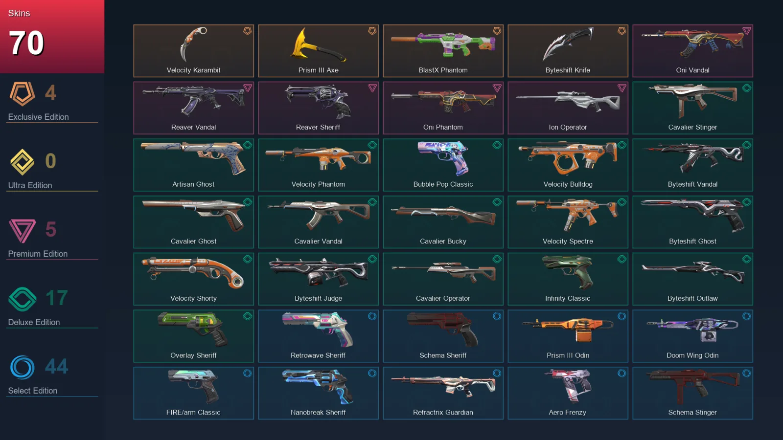 AP | Lv359 | Unranked | 70 Skin | 27 Agent | 152 Buddy — Valorant account