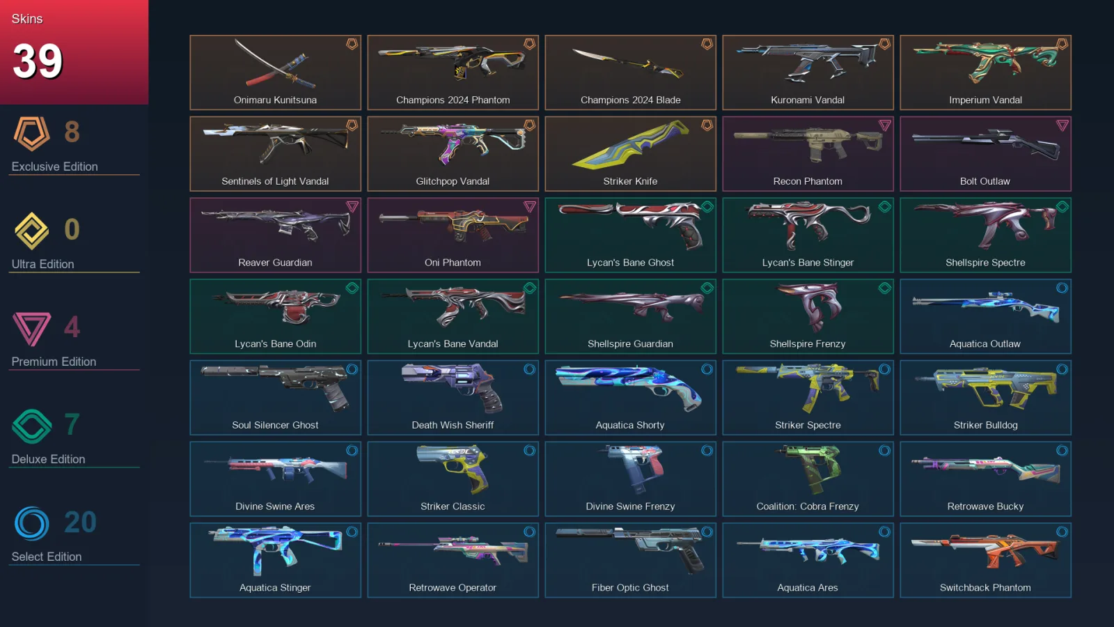 AP | Lv113 | Unranked | 39 Skin | 28 Agent | 62 Buddy