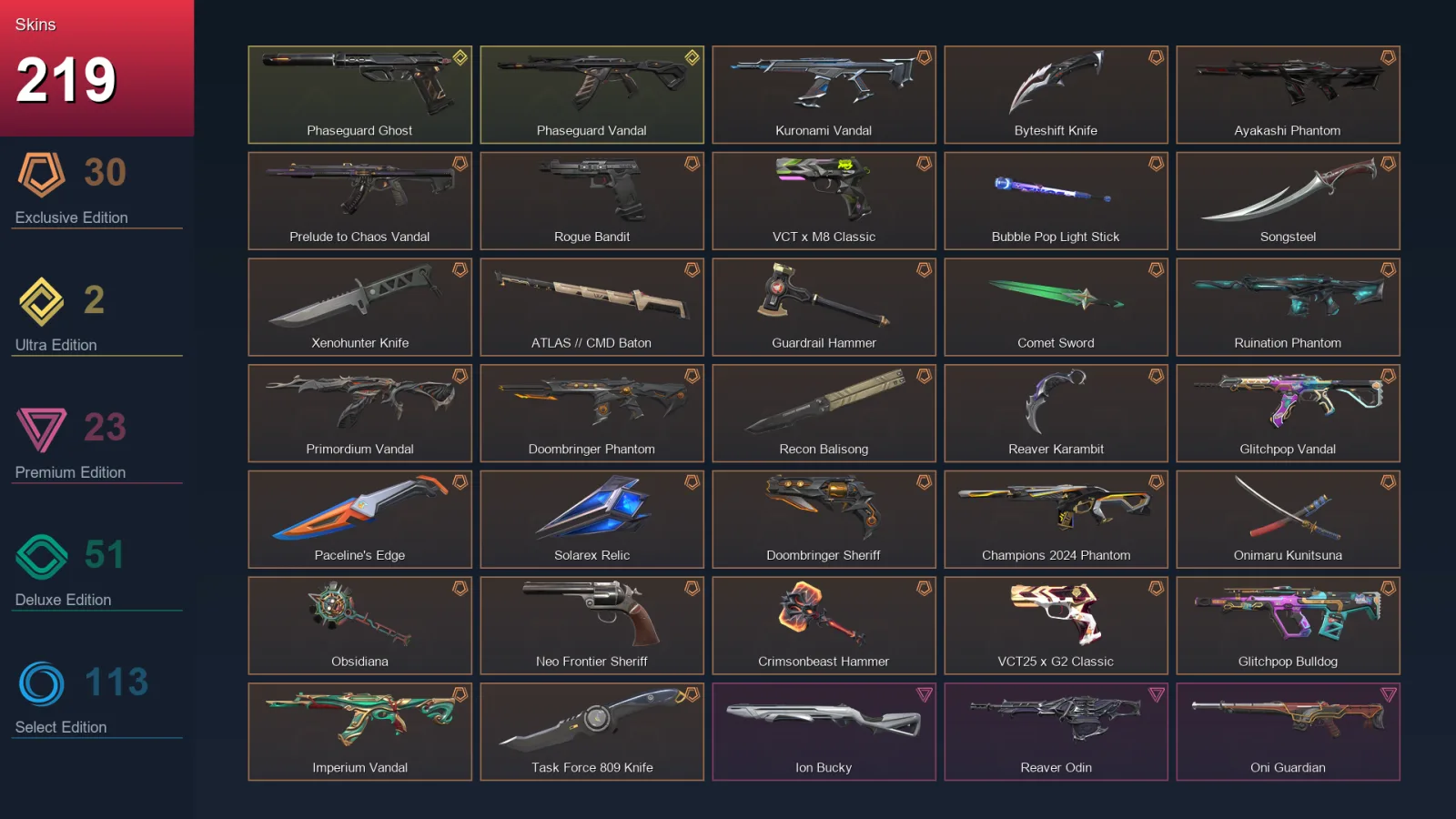EU | Lv234 | Unranked | 219 Skin | 29 Agent | 168 Buddy