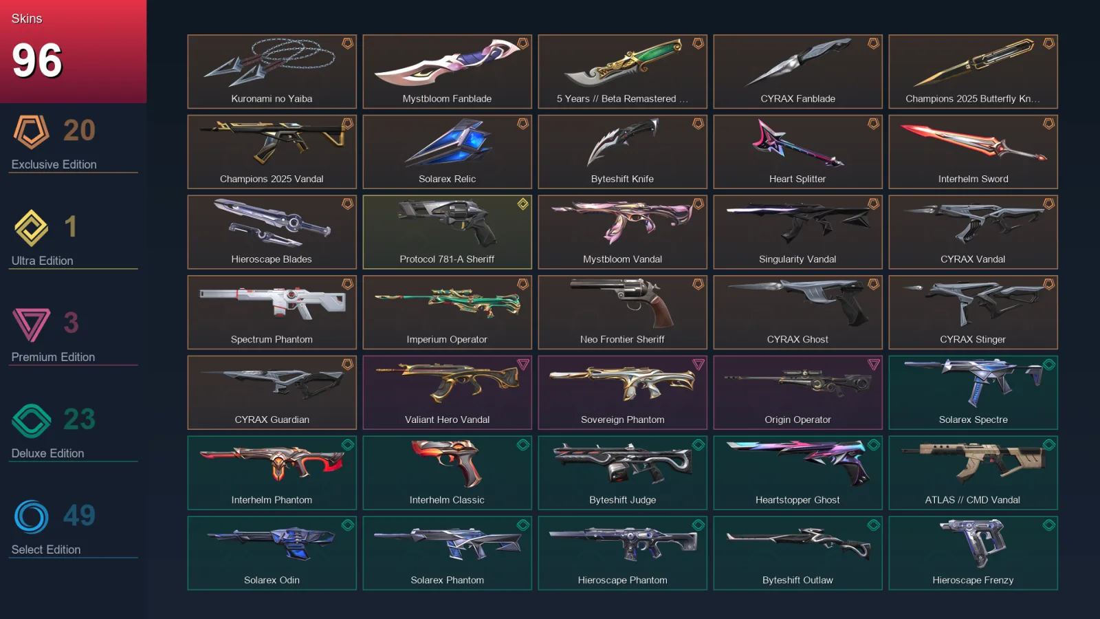 EU | Lv208 | Unranked | 96 Skin | 26 Agent | 96 Buddy — Byteshift Judge