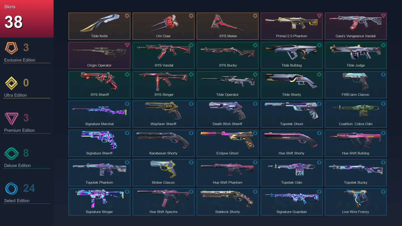 EU | Lv131 | Unranked | 38 Skin | 27 Agent | 83 Buddy
