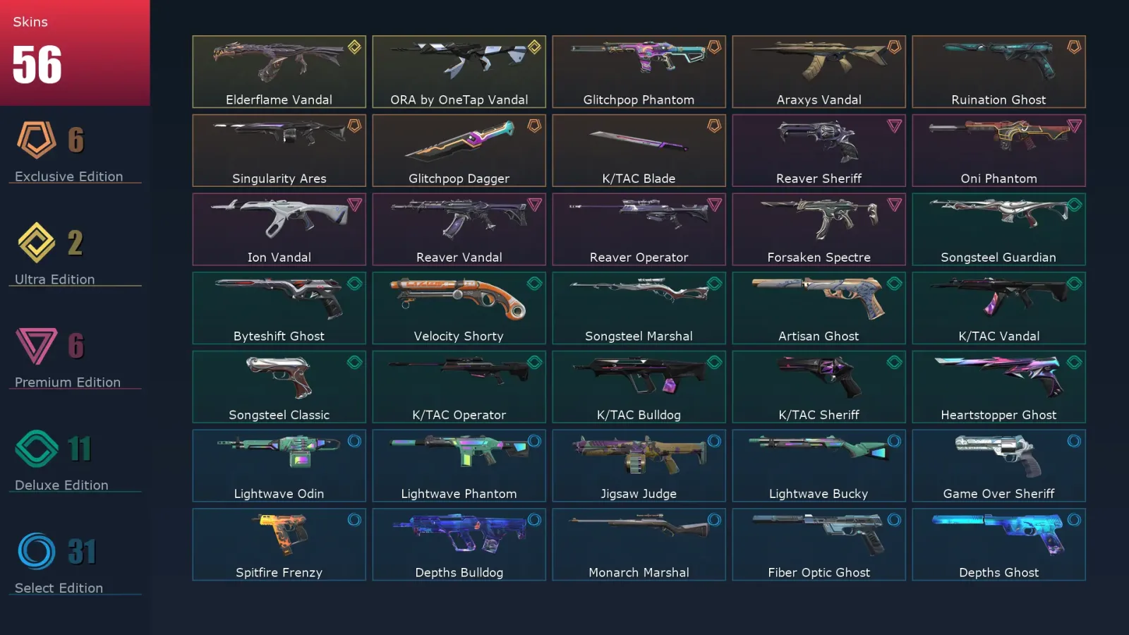 [Valorant] | EU | Level 284 | Silver 3 | 29 Agents | 56 Skins — Valorant account