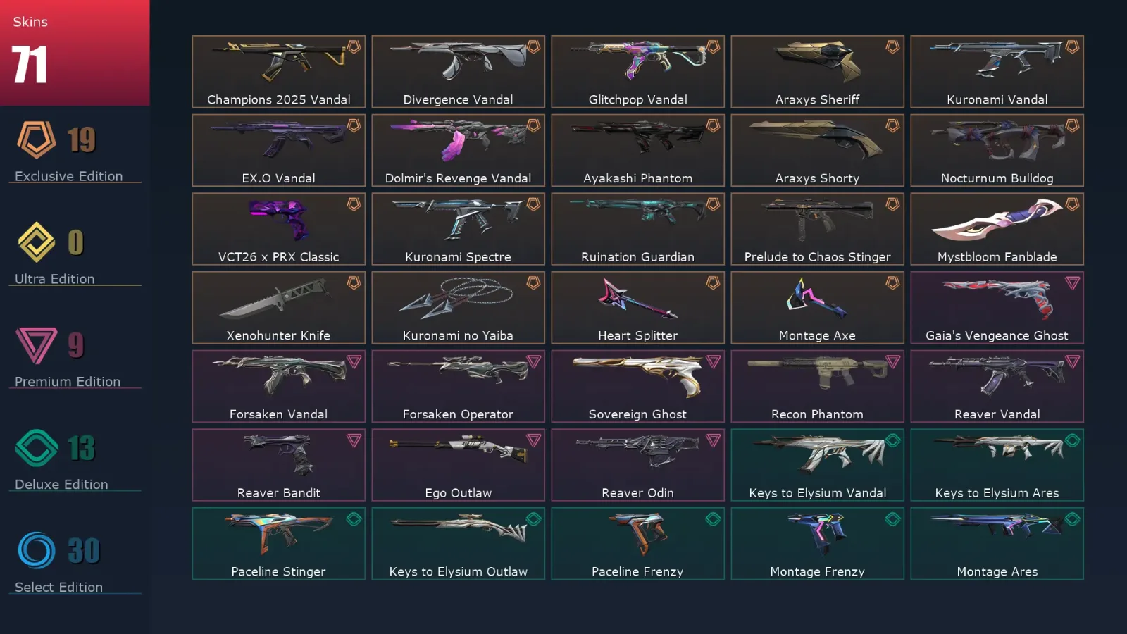 [Valorant] | EU | Level 60 | 22 Agents | 71 Skins