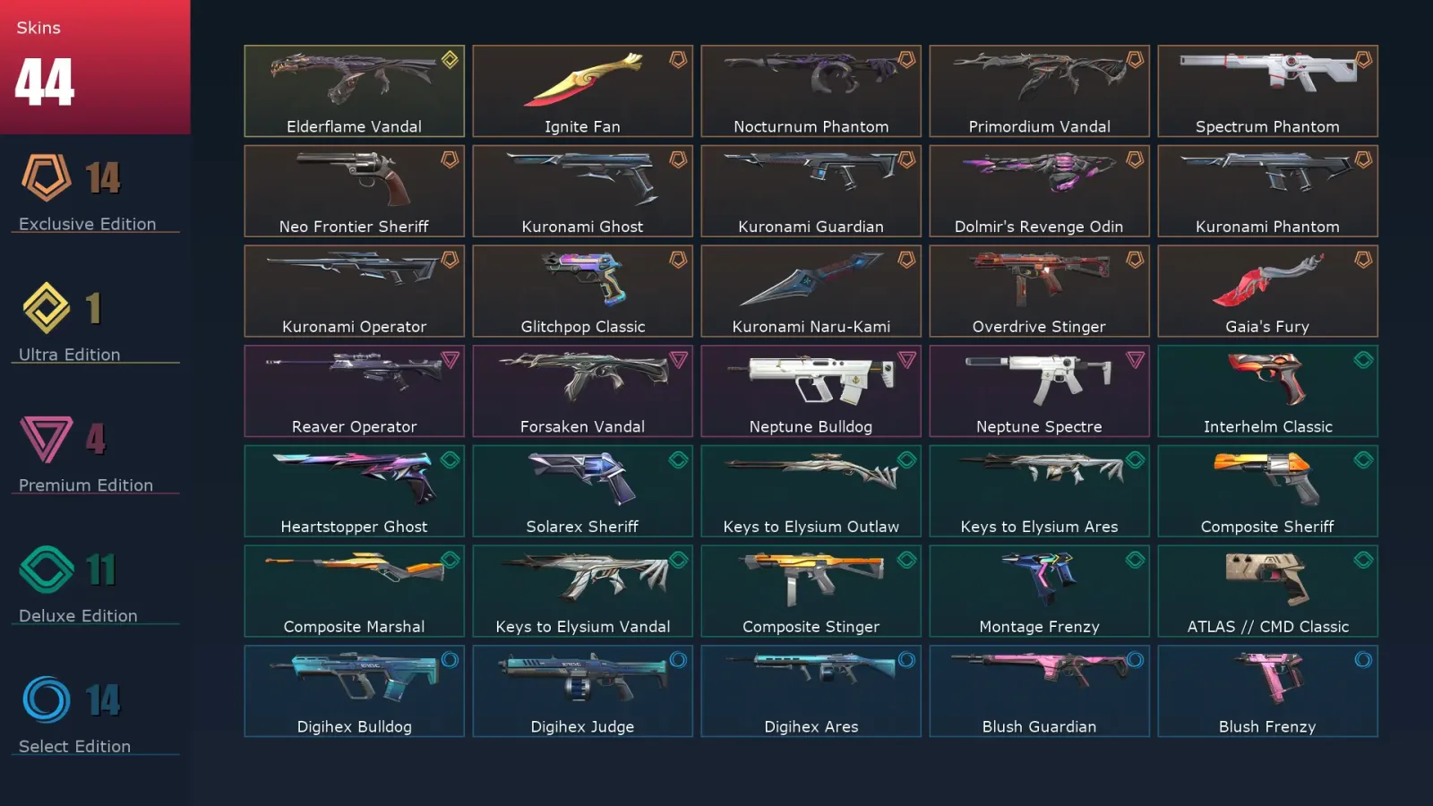 [Valorant] | EU | Level 182 | 29 Agents | 44 Skins — Valorant account