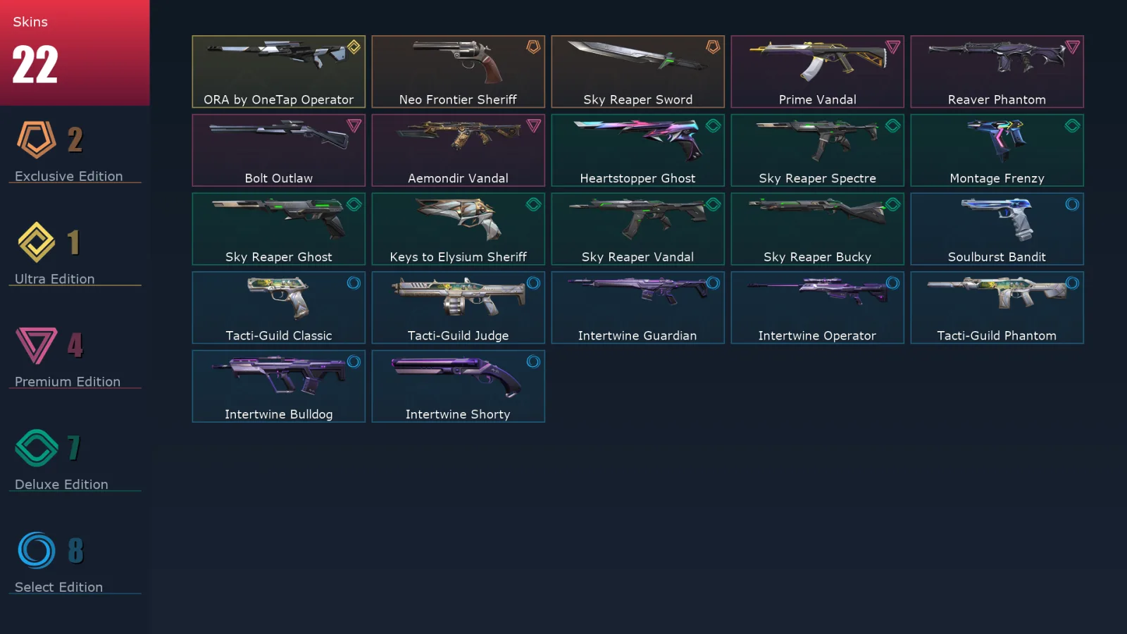 [Valorant] | EU | Level 111 | Diamond 1 | 25 Agents | 22 Skins