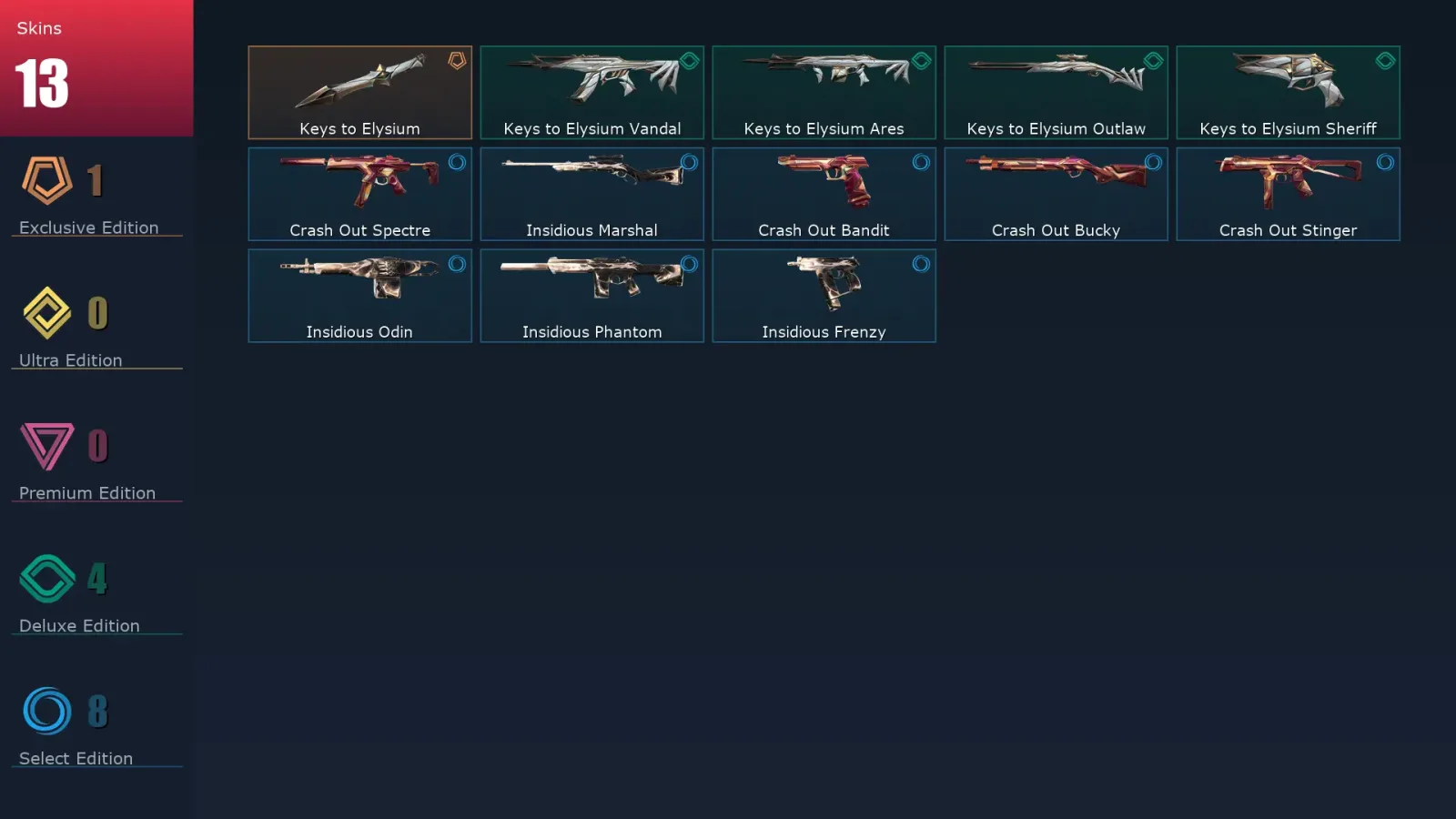 [Valorant] | EU | Level 34 | Platinum 2 | 11 Agents | 13 Skins