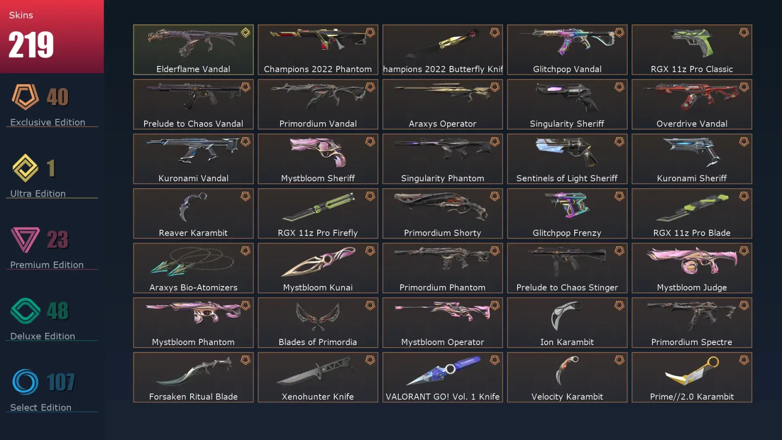 [Valorant] | EU | Level 261 | 26 Agents | 219 Skins — Valorant account