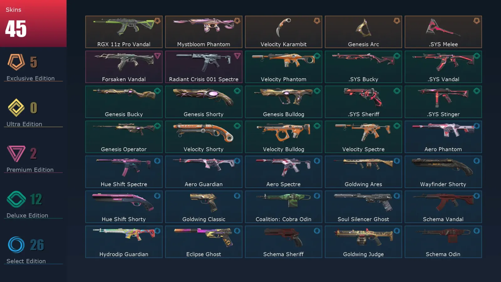 [Valorant] | EU | Level 73 | 19 Agents | 45 Skins — Valorant account