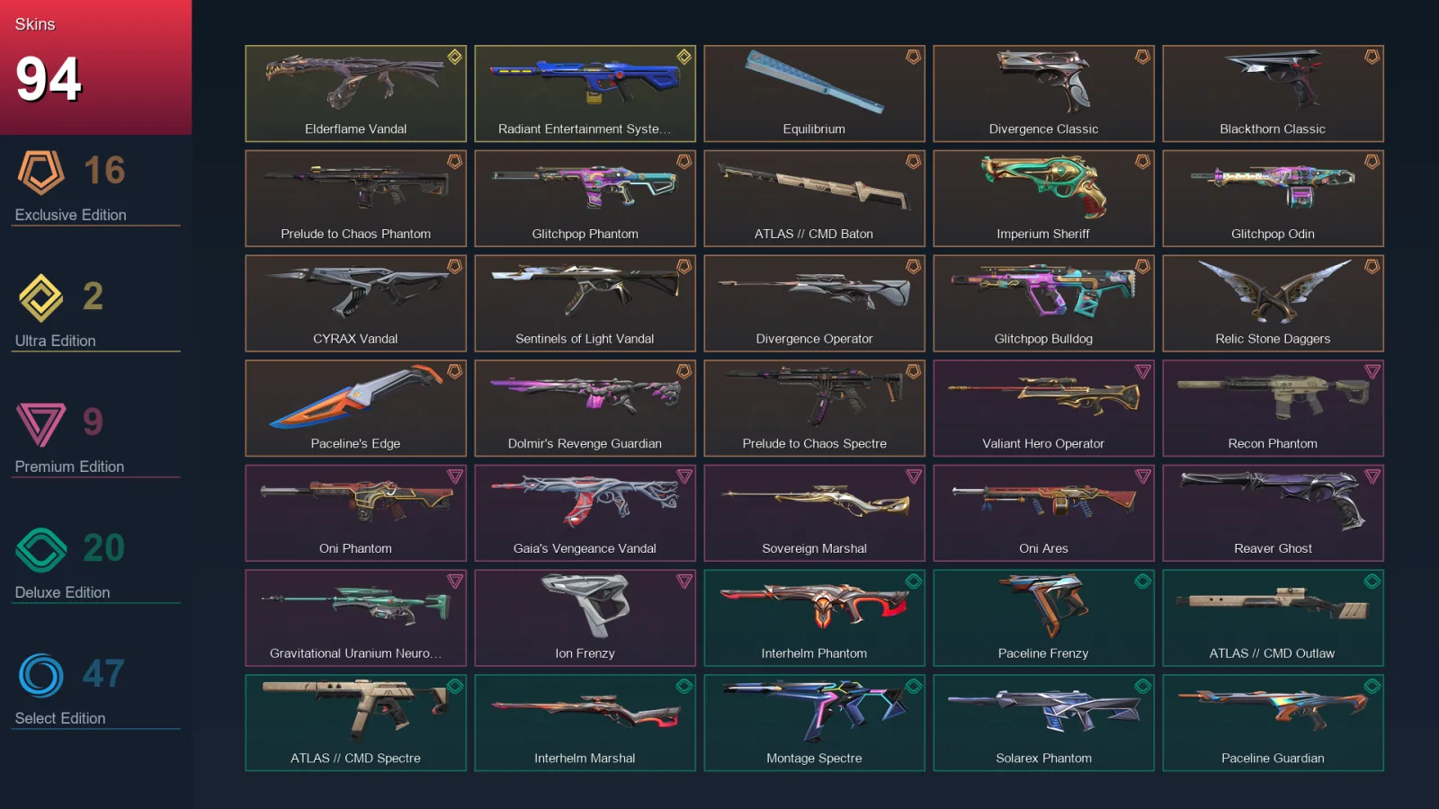 NA | Lv125 | Unranked | 94 Skin | 19 Agent | 97 Buddy