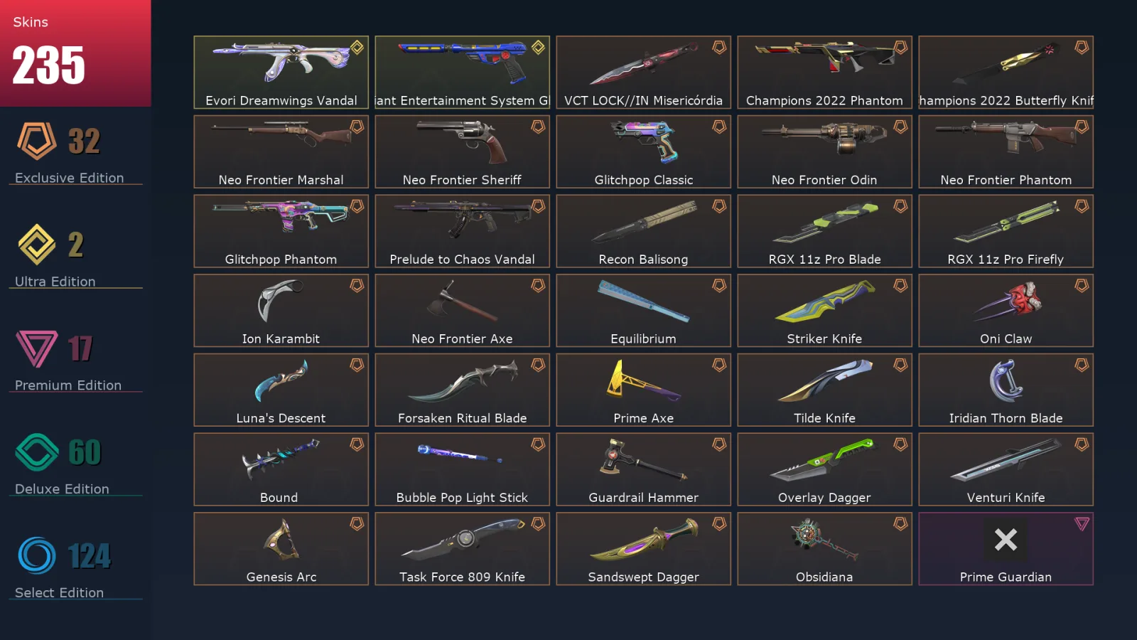 [Valorant] | EU | Level 323 | 28 Agents | 235 Skins