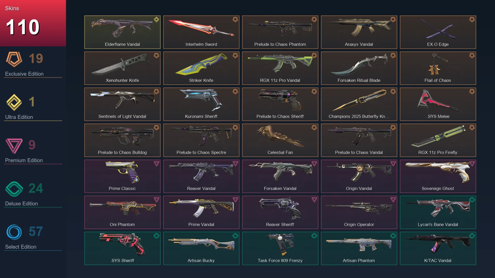 NA | Lv197 | Unranked | 110 Skin | 28 Agent | 131 Buddy