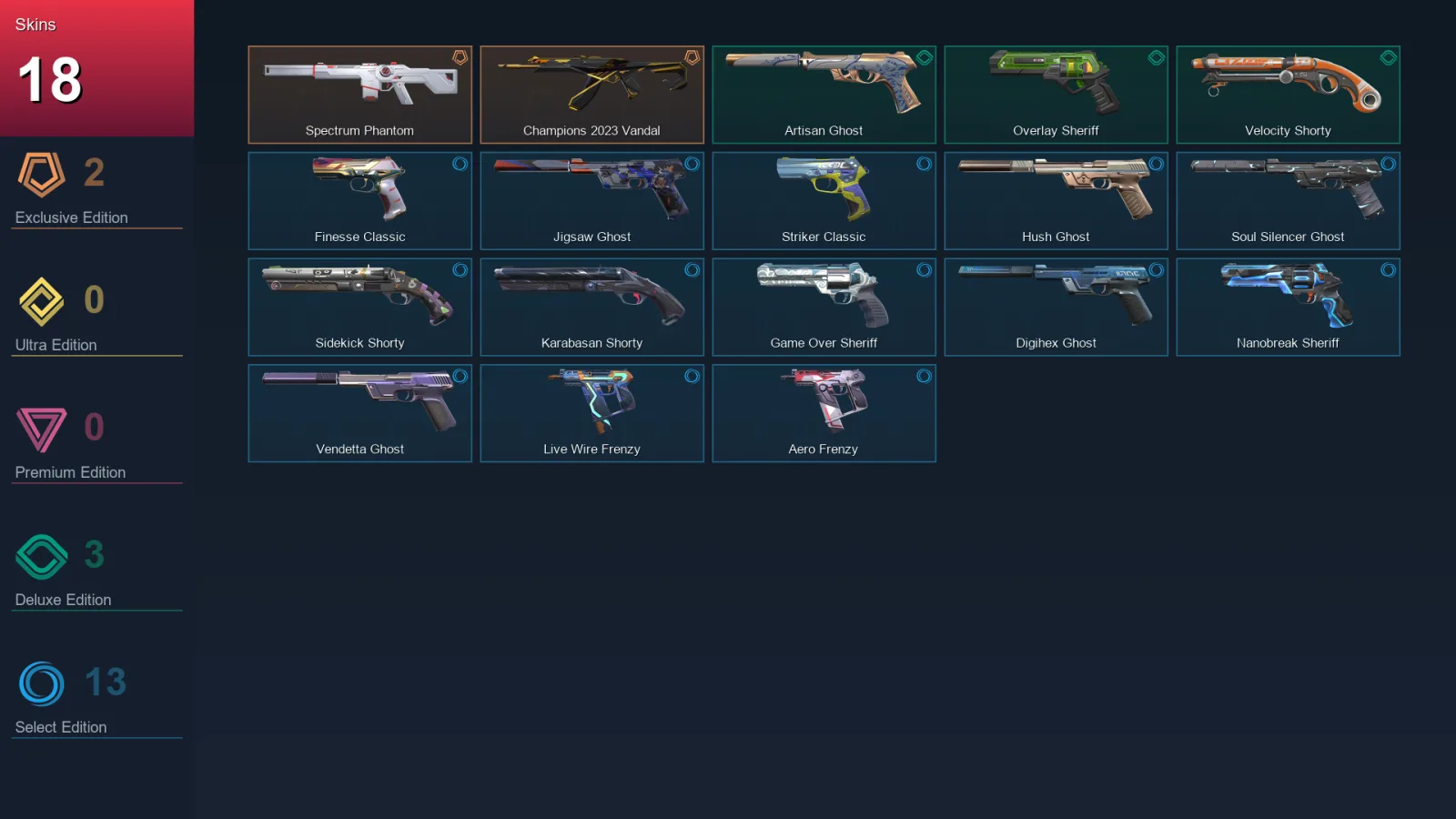 EU | Lv230 | Unranked | 18 Skin | 25 Agent | 72 Buddy