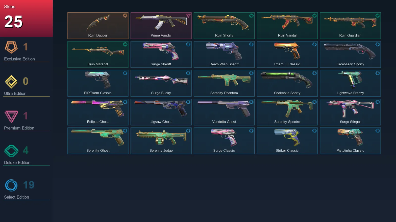 AP | Lv161 | Unranked | 25 Skin | 24 Agent | 69 Buddy