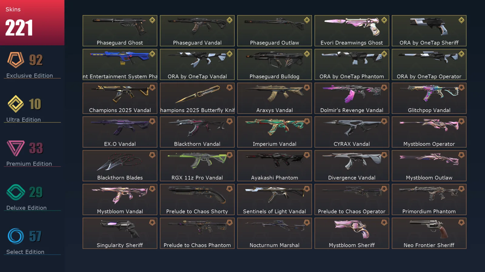 [Valorant] | EU | Level 142 | 28 Agents | 222 Skins