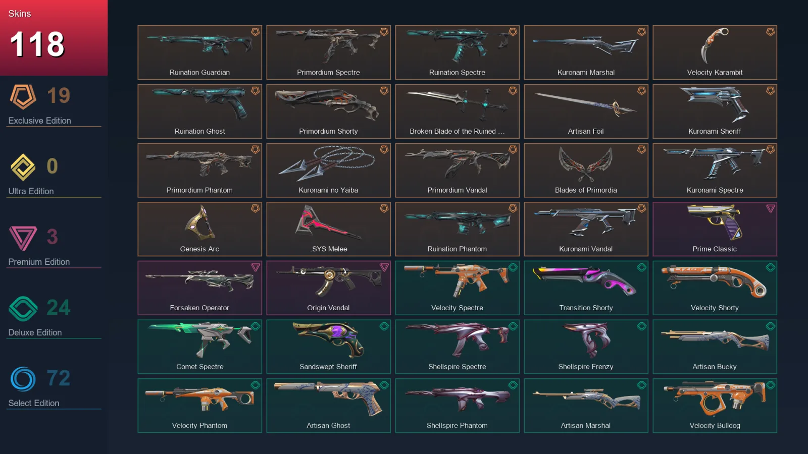 AP | Lv312 | Unranked | 118 Skin | 29 Agent | 152 Buddy
