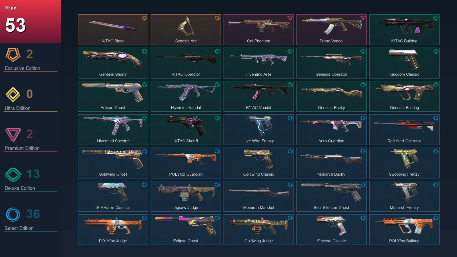 AP | Lv197 | Unranked | 53 Skin | 20 Agent | 77 Buddy