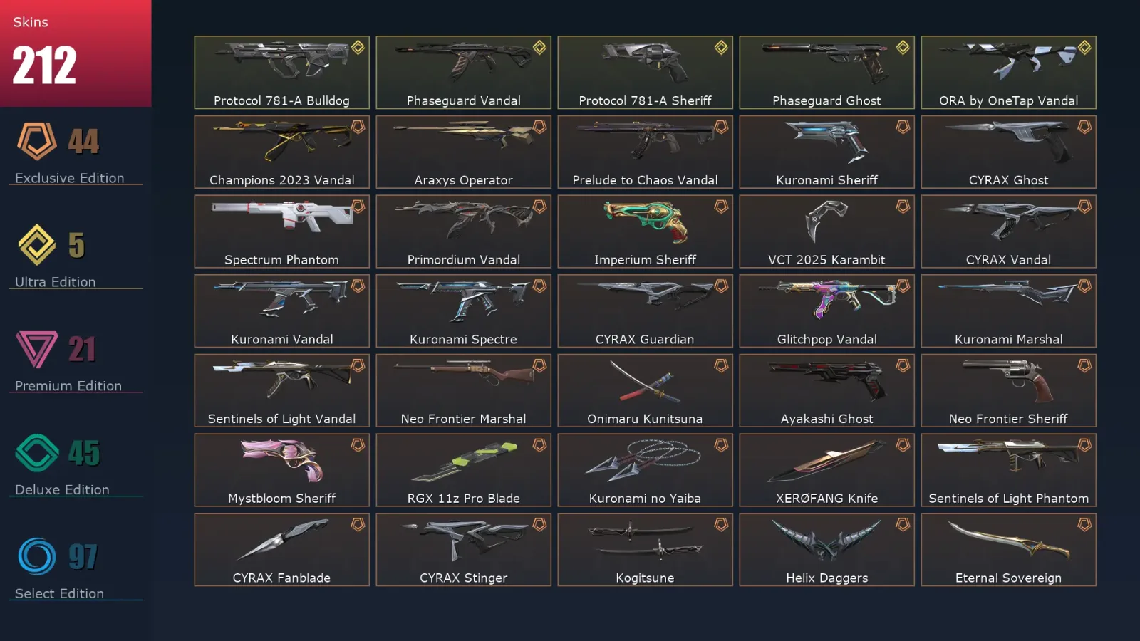 [Valorant] | EU | Level 240 | 29 Agents | 212 Skins — Valorant account