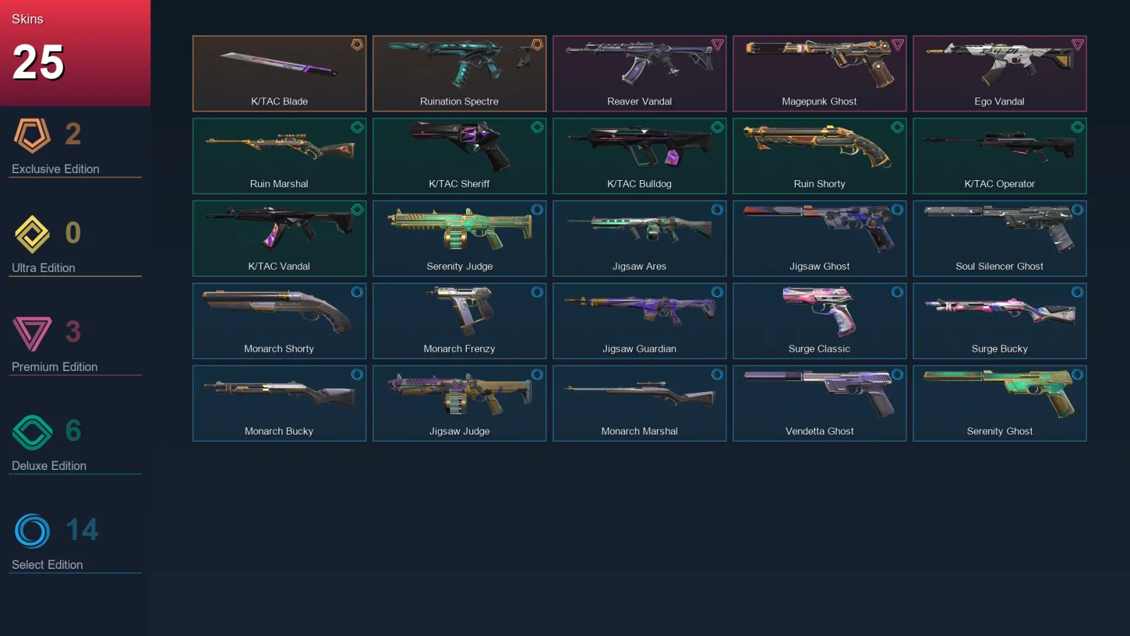 EU | Lv100 | Unranked | 25 Skin | 16 Agent | 45 Buddy