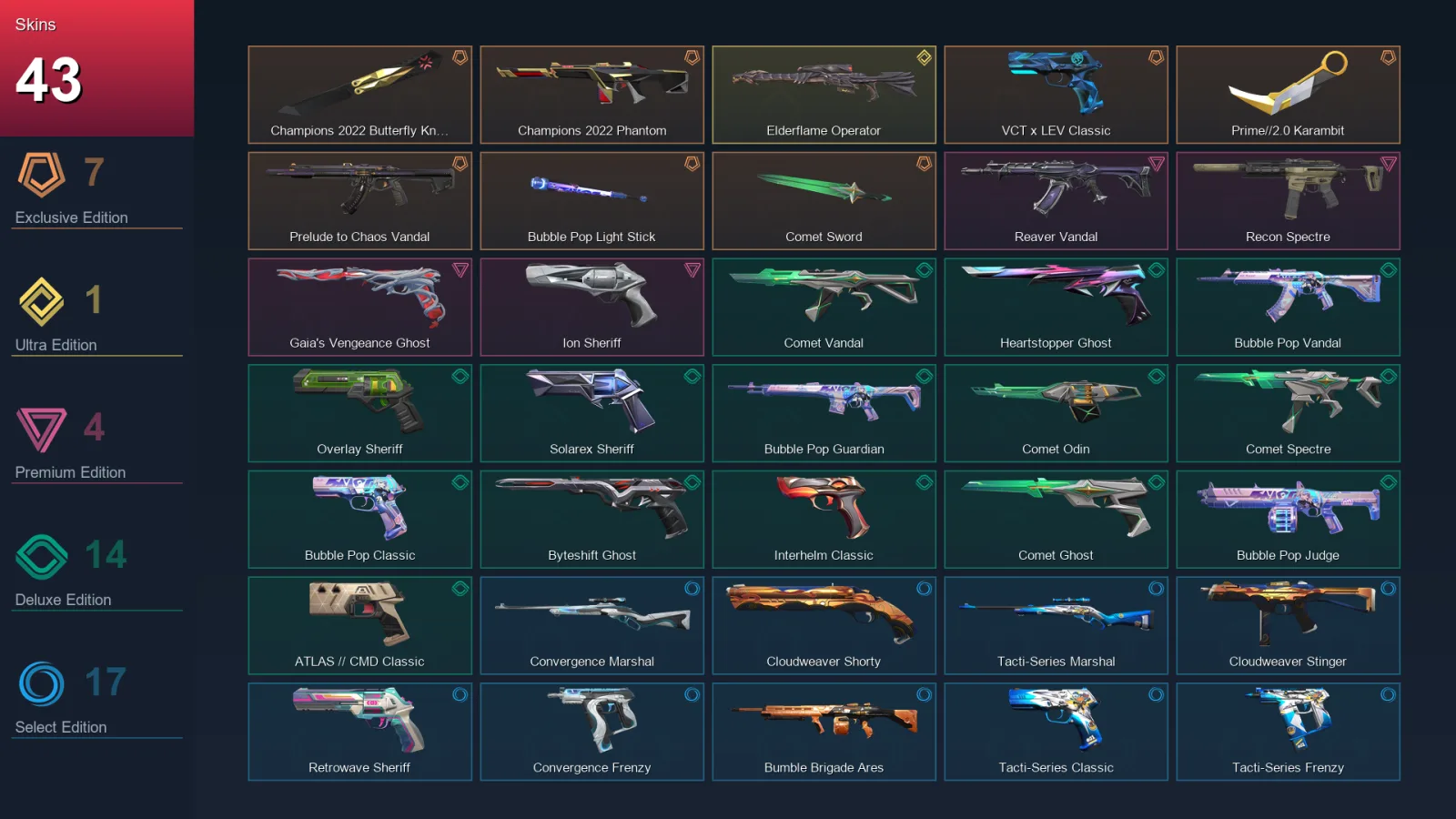 EU | Lv216 | Unranked | 43 Skin | 28 Agent | 78 Buddy — Valorant account