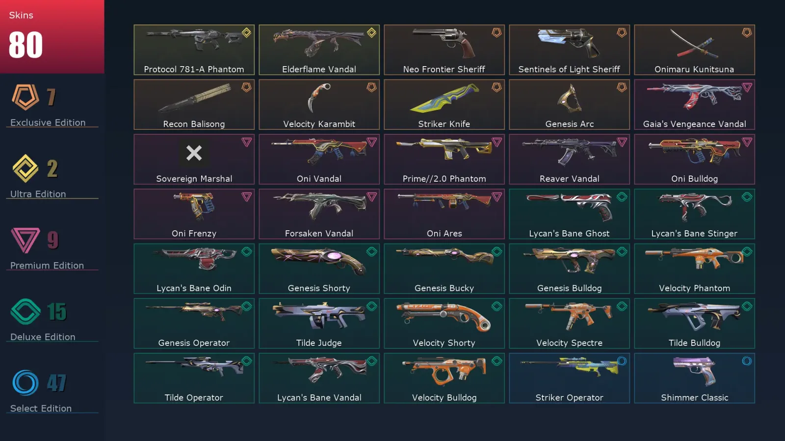 [Valorant] | EU | Level 285 | 28 Agents | 80 Skins — Valorant account