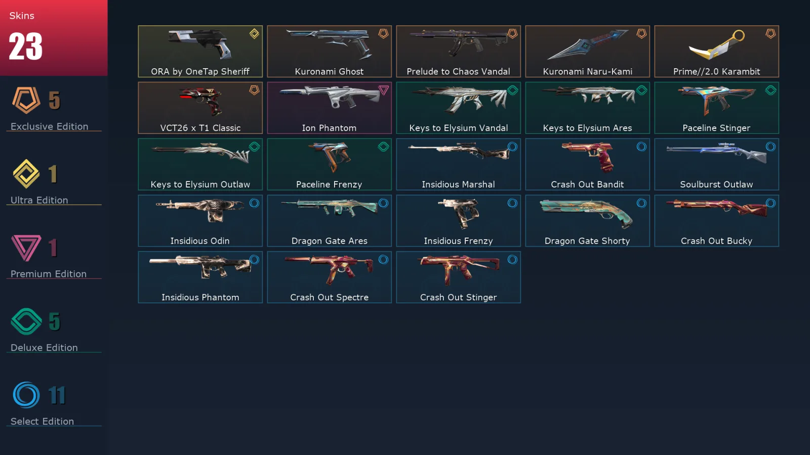 [Valorant] | EU | Level 29 | 10 Agents | 23 Skins