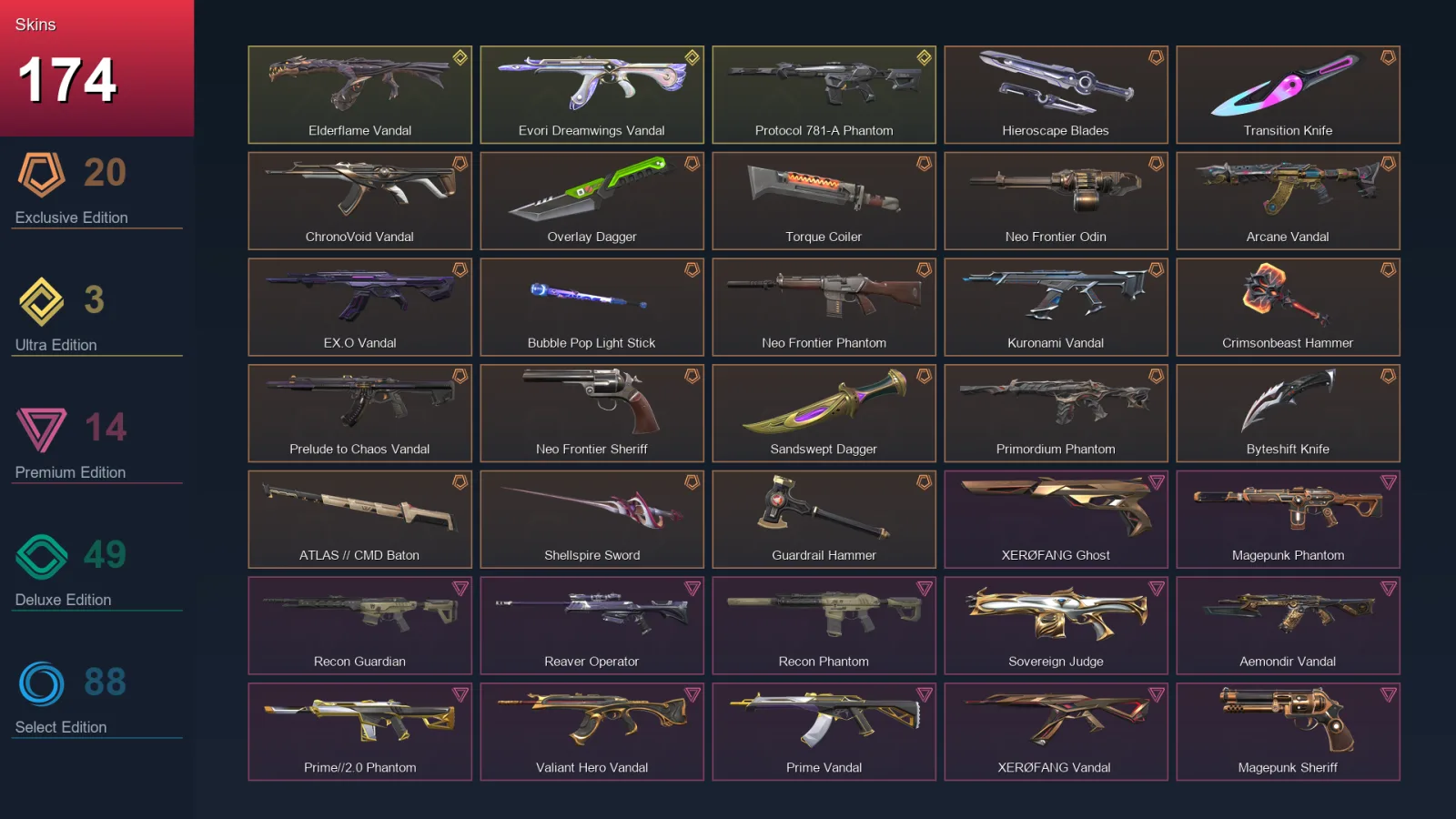 EU | Lv279 | Unranked | 174 Skin | 28 Agent | 146 Buddy