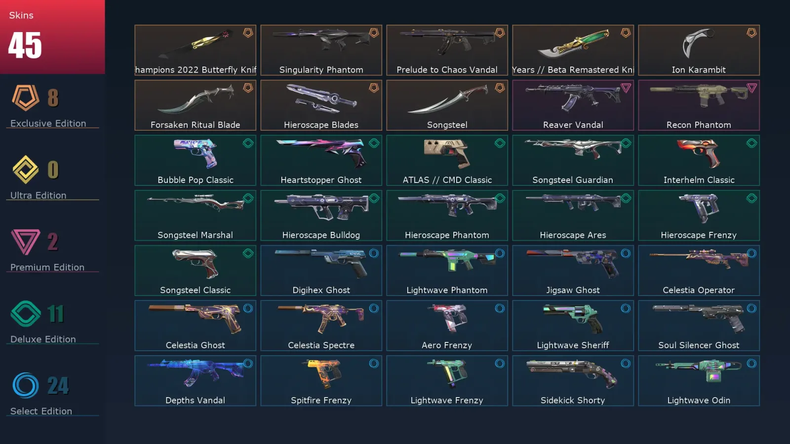[Valorant] | EU | Level 252 | Diamond 3 | 27 Agents | 45 Skins — Valorant account