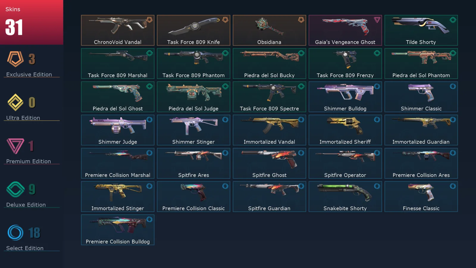 [Valorant] | EU | Level 110 | 21 Agents | 31 Skins