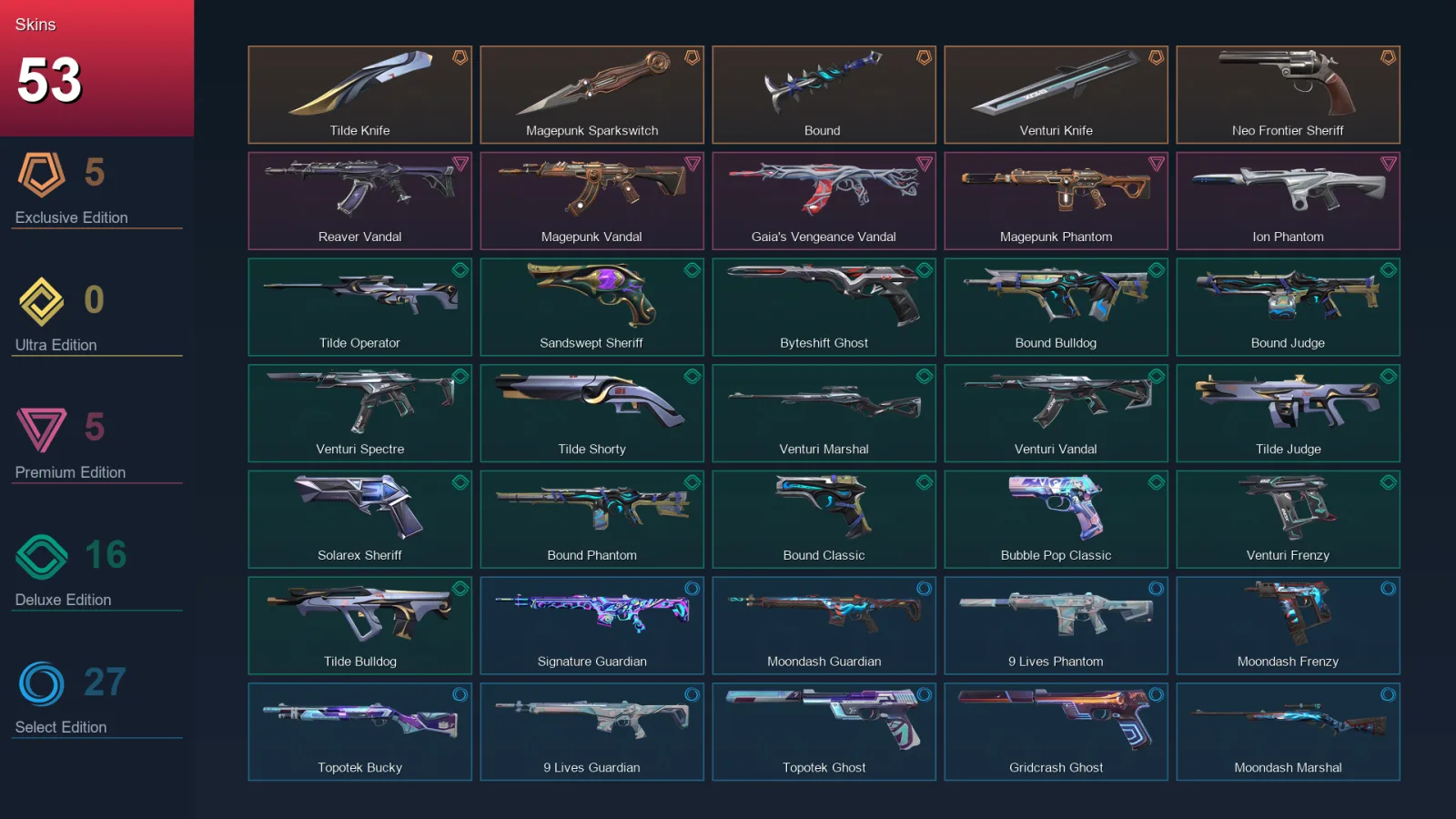 LA | Lv221 | Unranked | 53 Skin | 27 Agent | 102 Buddy