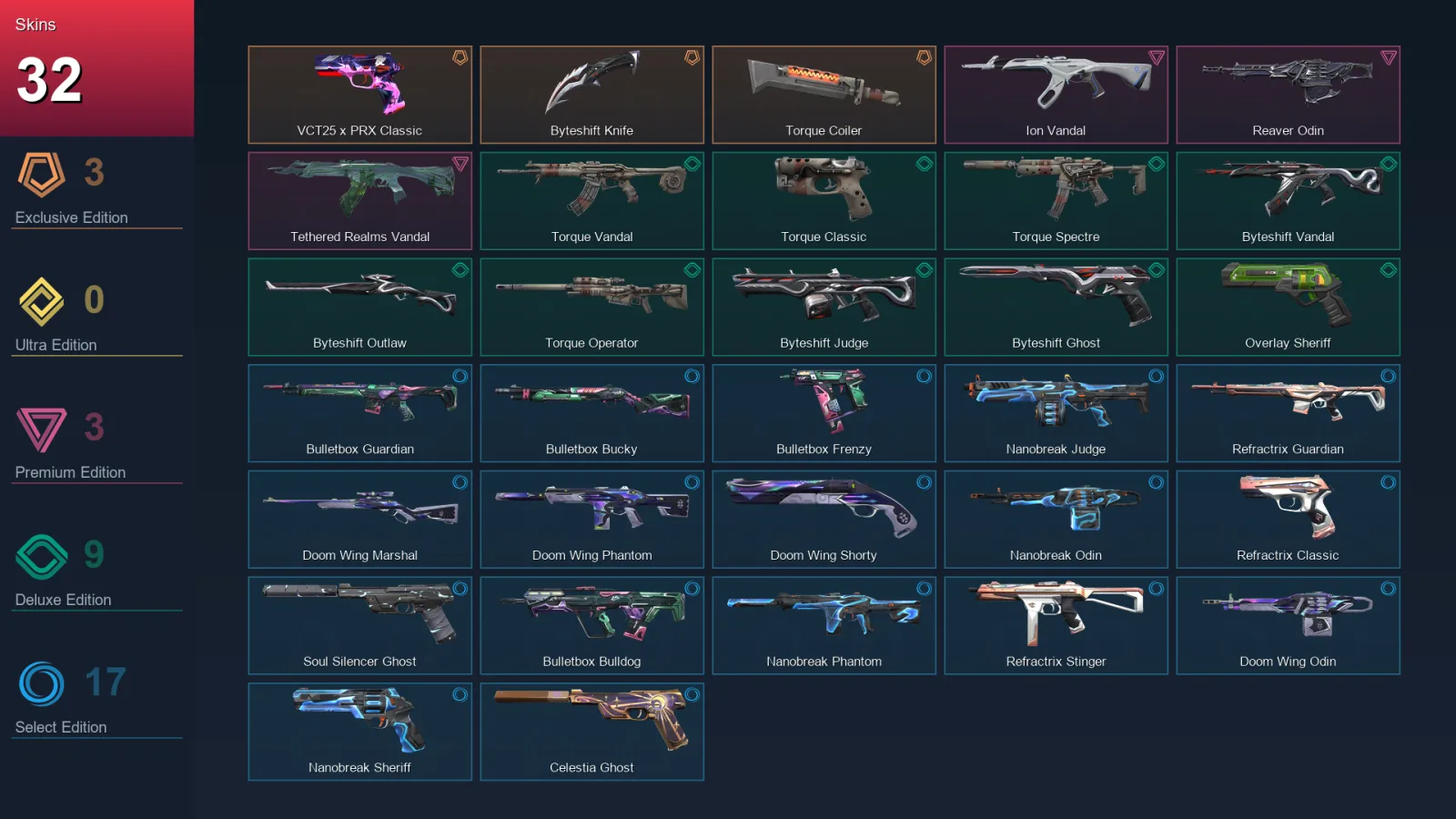 AP | Lv107 | Unranked | 32 Skin | 28 Agent | 45 Buddy — Byteshift Judge