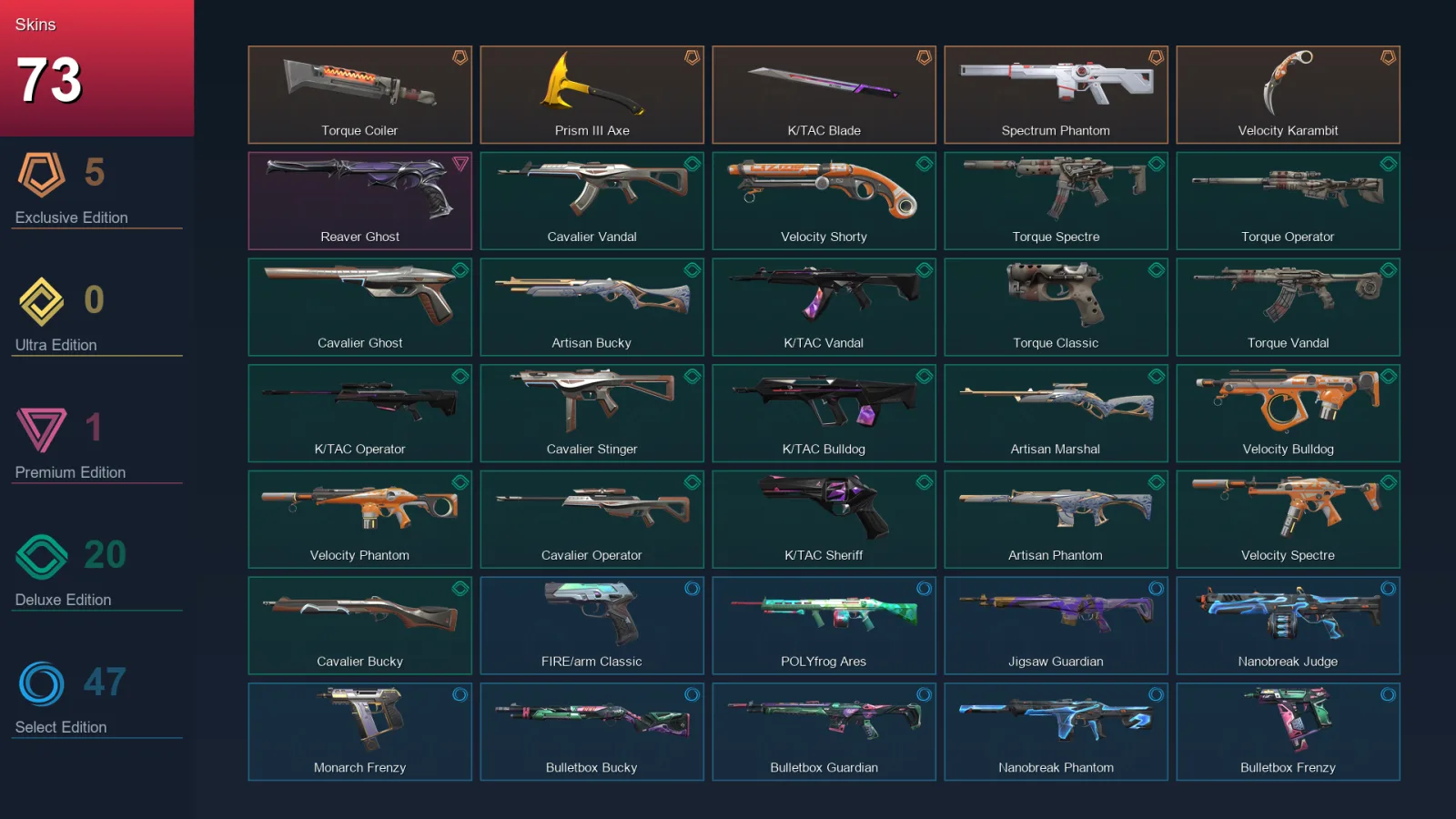 EU | Lv202 | Unranked | 73 Skin | 27 Agent | 138 Buddy