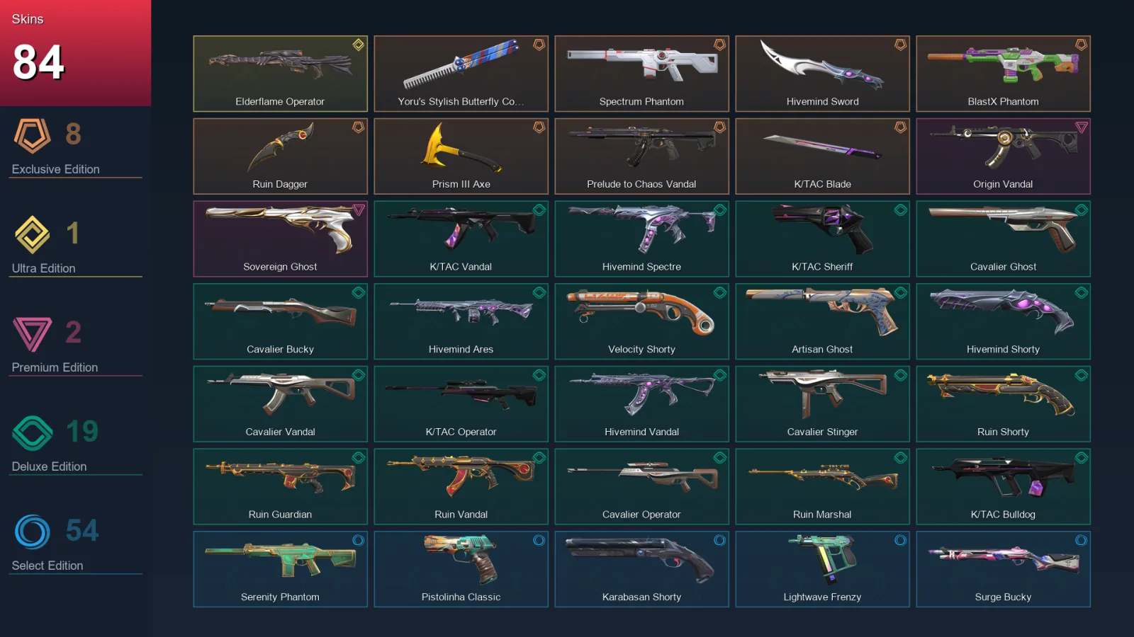 AP | Lv269 | Unranked | 84 Skin | 21 Agent | 113 Buddy — Valorant account