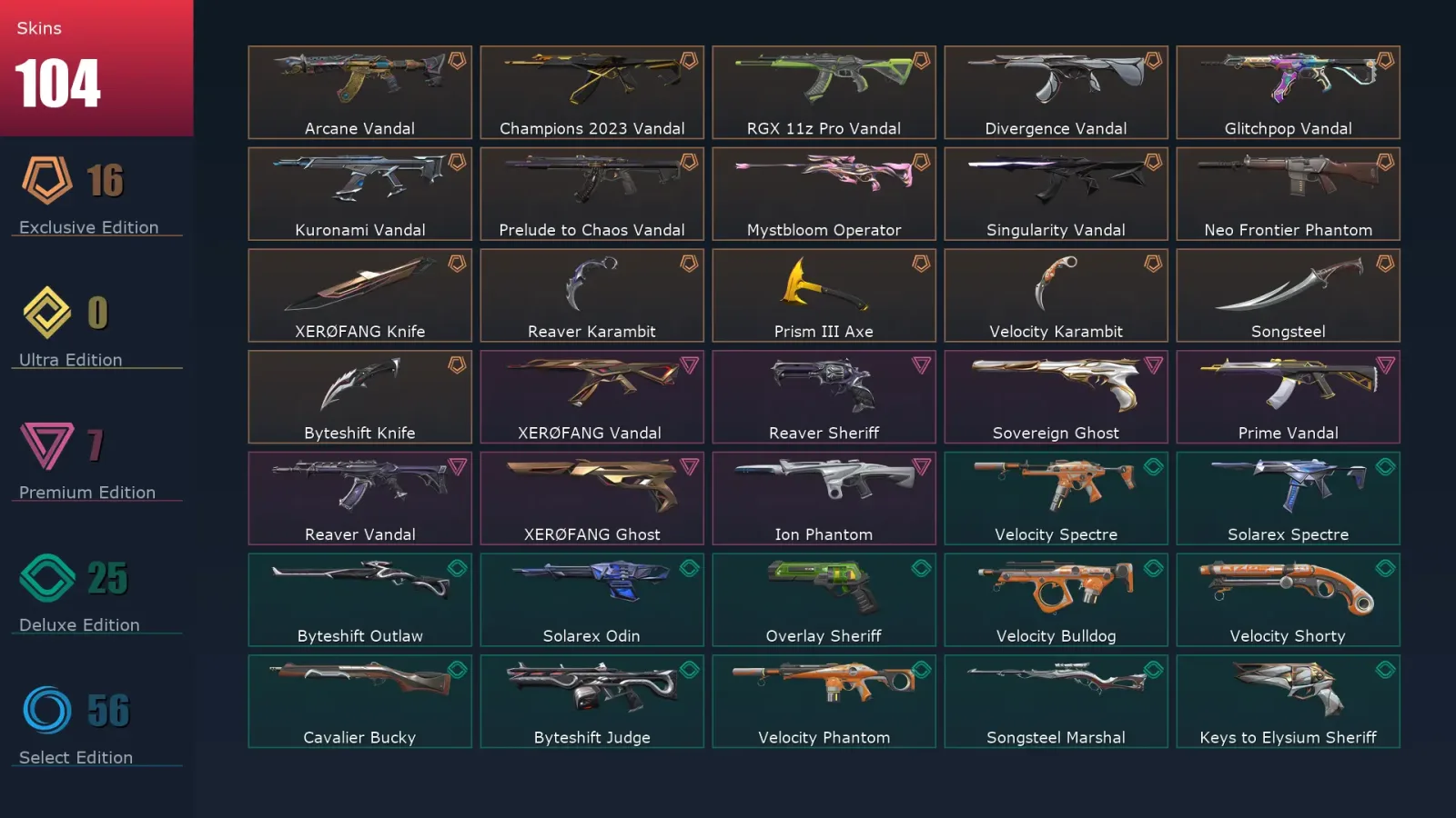 [Valorant] | EU | Level 444 | 29 Agents | 104 Skins — Valorant account