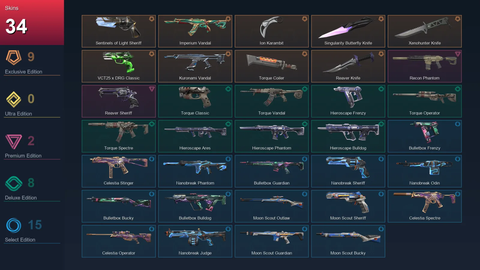EU | Lv73 | Unranked | 34 Skin | 23 Agent | 33 Buddy — Unranked / Smurf Valorant