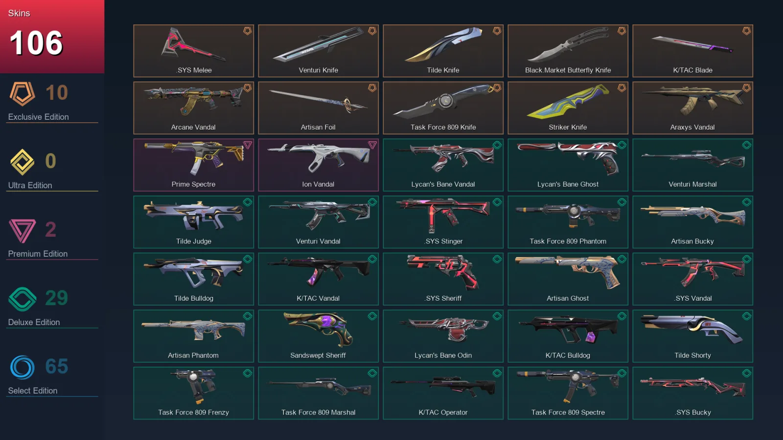 EU | Lv225 | Unranked | 106 Skin | 27 Agent | 123 Buddy — Valorant account