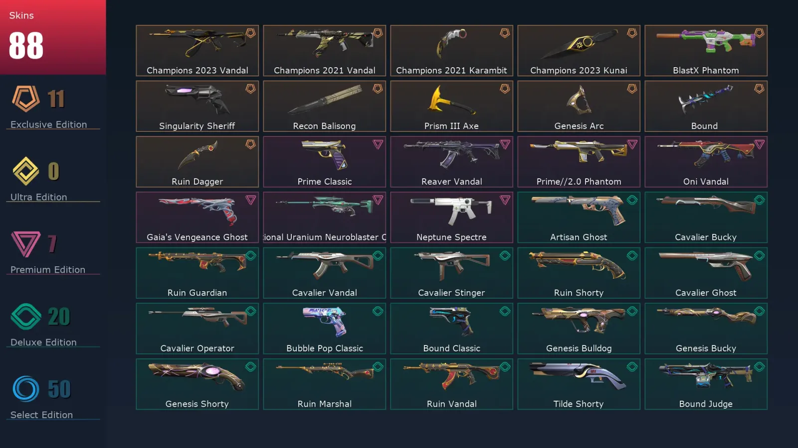 [Valorant] | EU | Level 315 | 26 Agents | 88 Skins