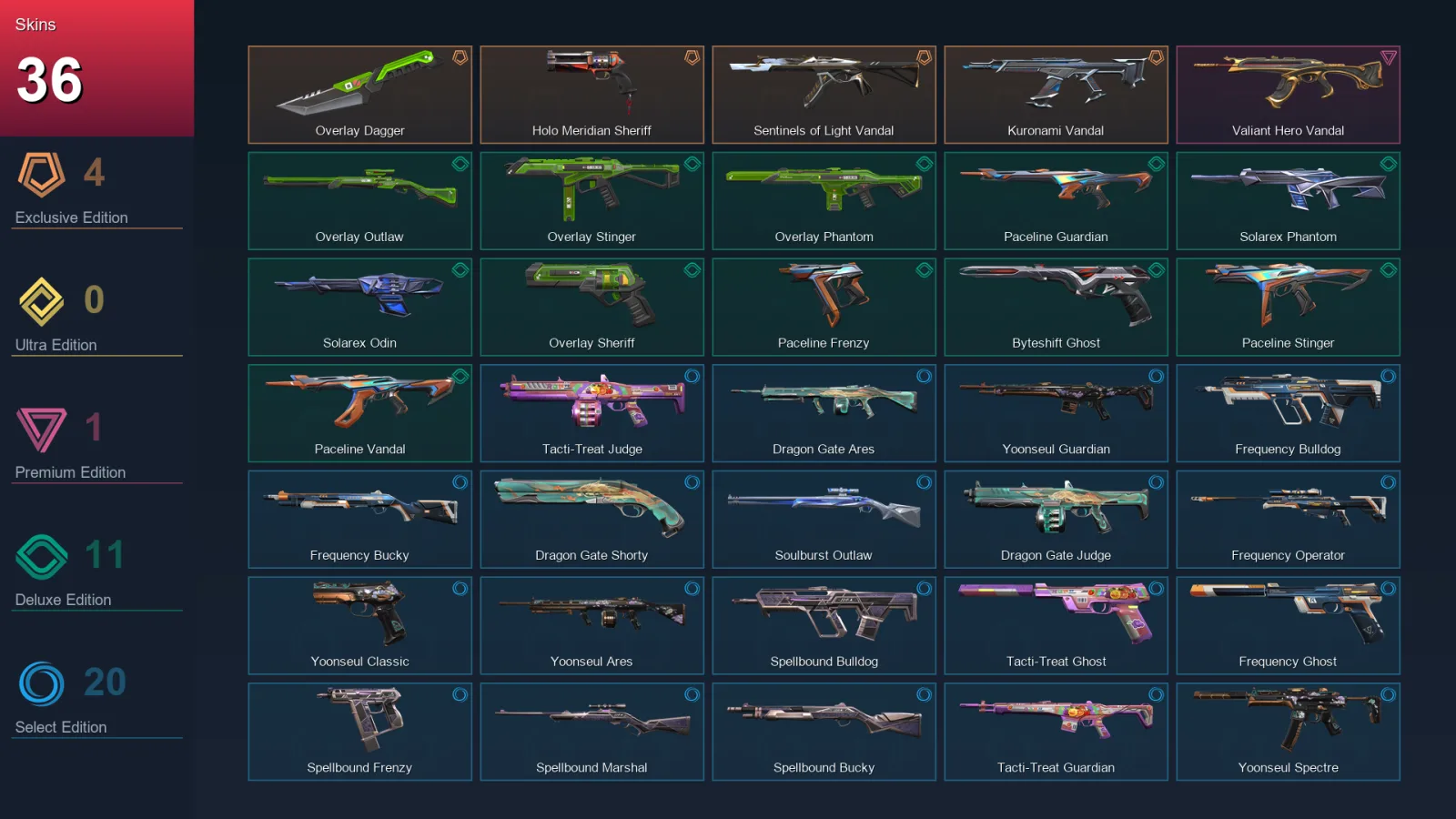 EU | Lv42 | Unranked | 36 Skin | 14 Agent | 35 Buddy