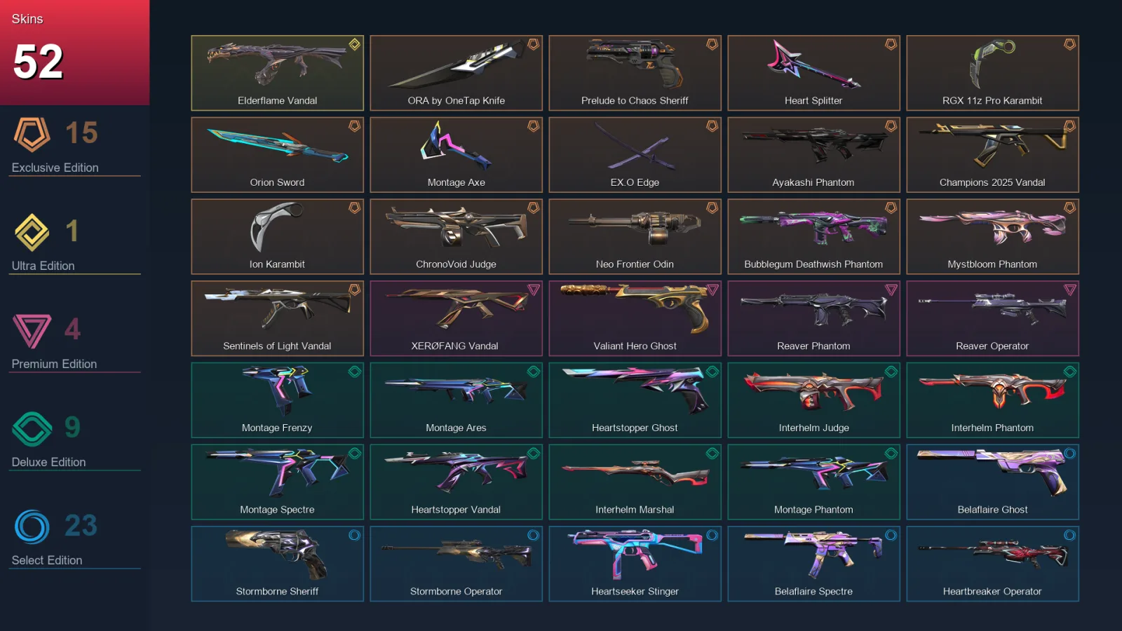 EU | Lv104 | Unranked | 52 Skin | 29 Agent | 38 Buddy