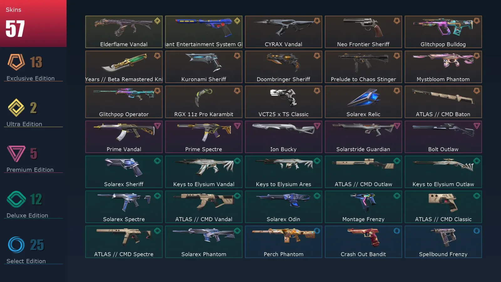 [Valorant] | EU | Level 89 | Silver 3 | 22 Agents | 57 Skins — Tacti Treat Guardian