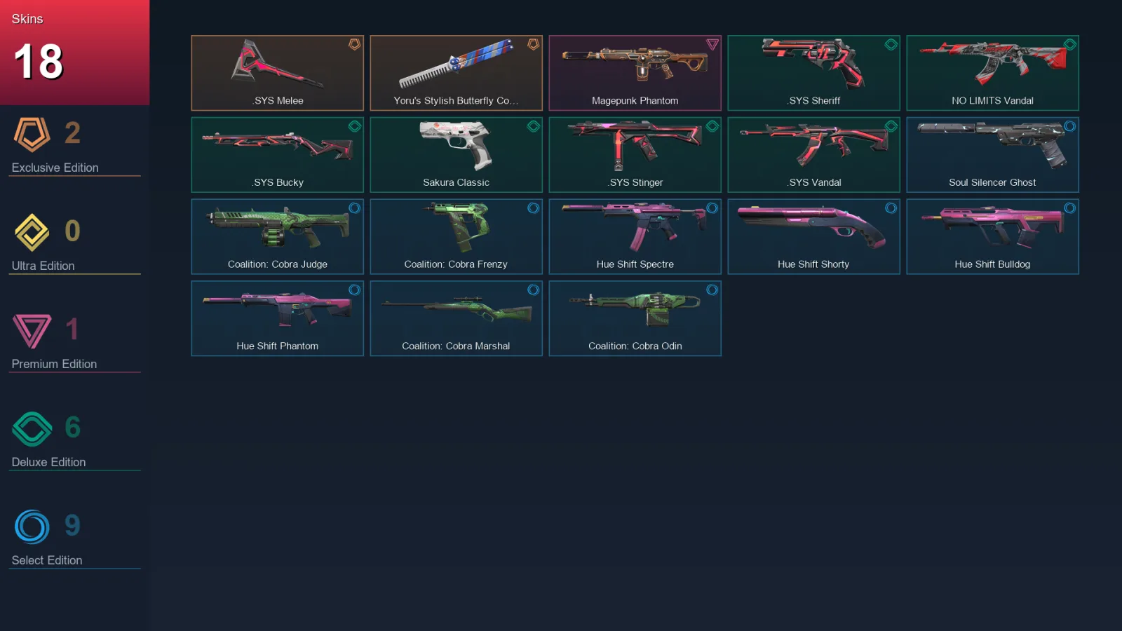 EU | Lv51 | Unranked | 18 Skin | 16 Agent | 25 Buddy