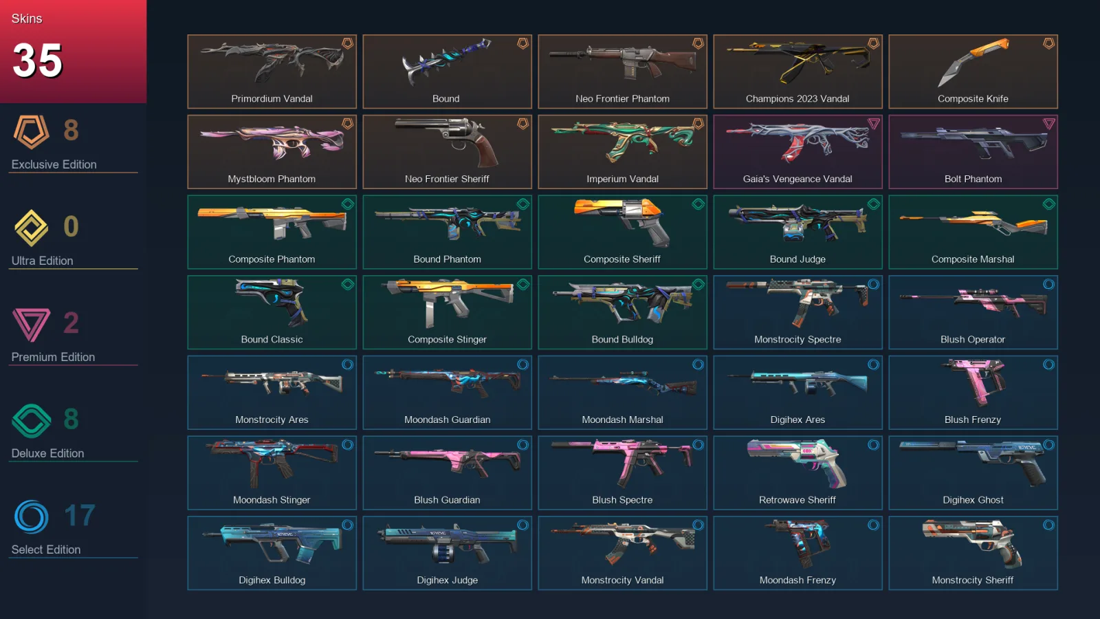 NA | Lv144 | Platinum II | 35 Skin | 29 Agent | 62 Buddy