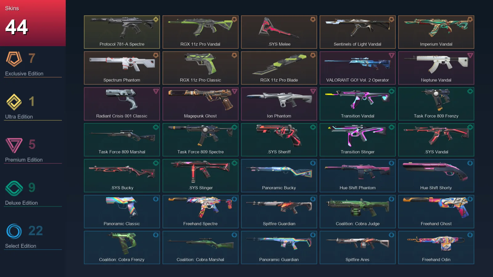 EU | Lv65 | Unranked | 44 Skin | 18 Agent | 29 Buddy