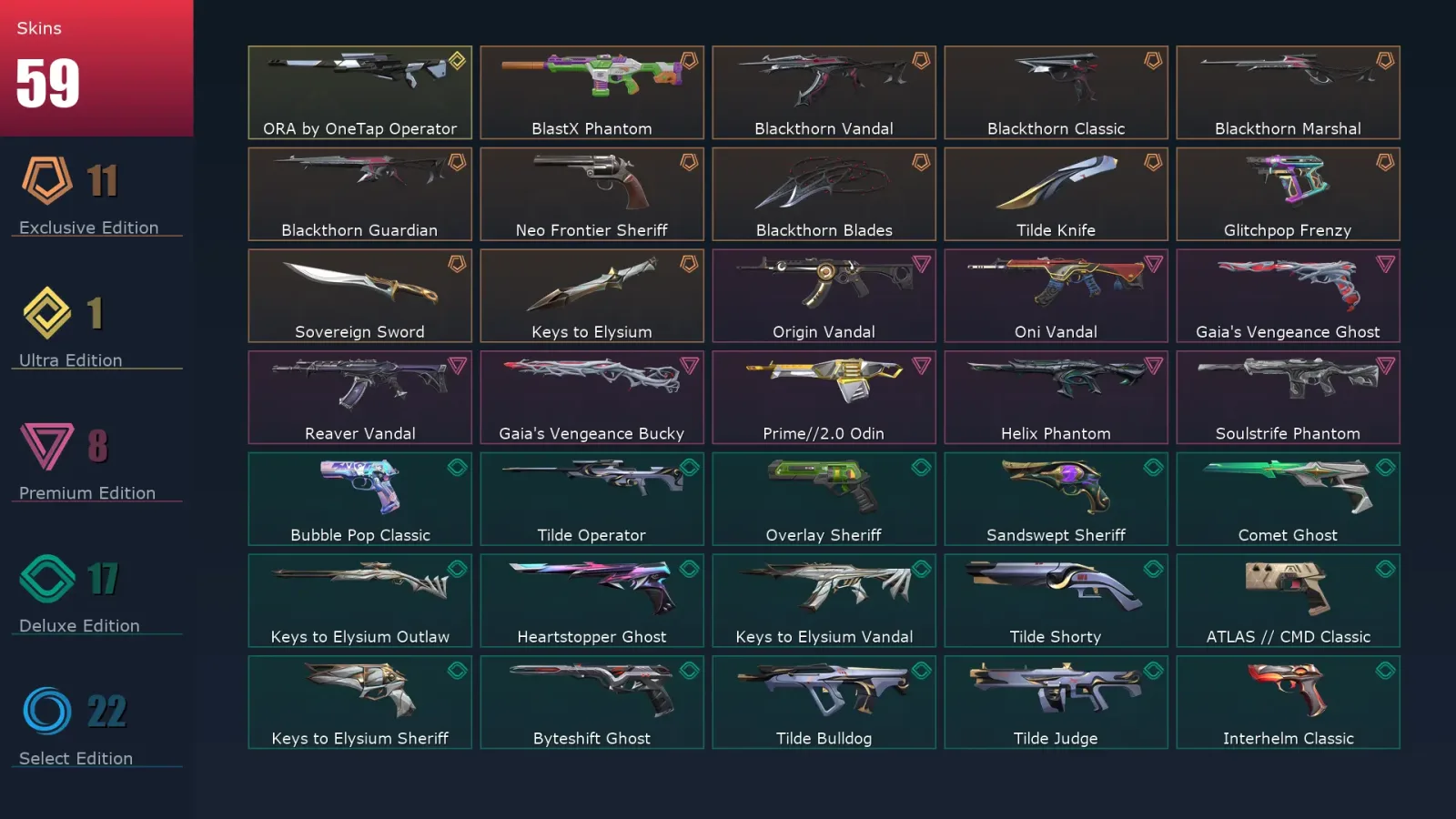 [Valorant] | EU | Level 326 | Diamond 1 | 29 Agents | 59 Skins — Valorant account