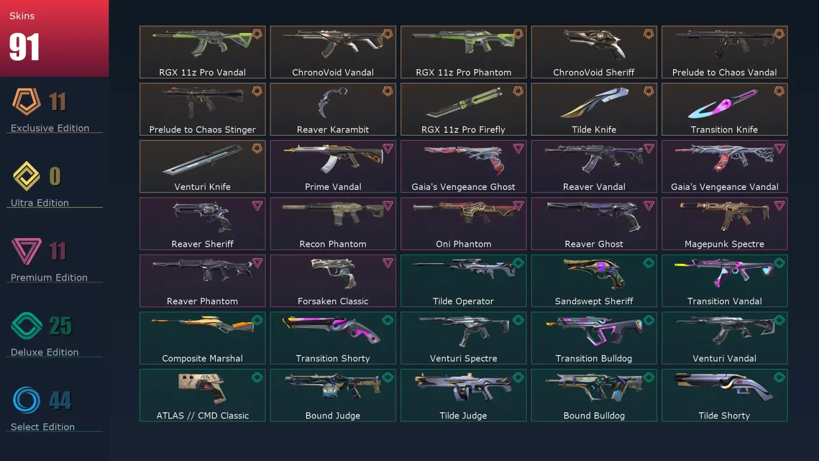 [Valorant] | EU | Level 284 | 28 Agents | 91 Skins — Valorant account
